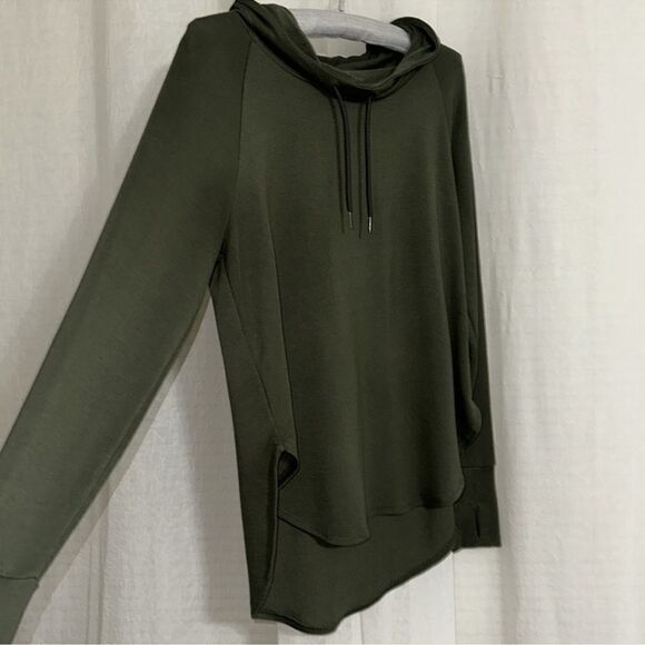 Athletic Works M Camo Green Funnel Neck Lightweight Terrycloth Interior Hoodie - Picture 6 of 12